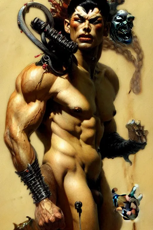 Image similar to male, monster, character design, painting by gaston bussiere, katsuya terada, frank frazetta, tom of finland, trending on artstation