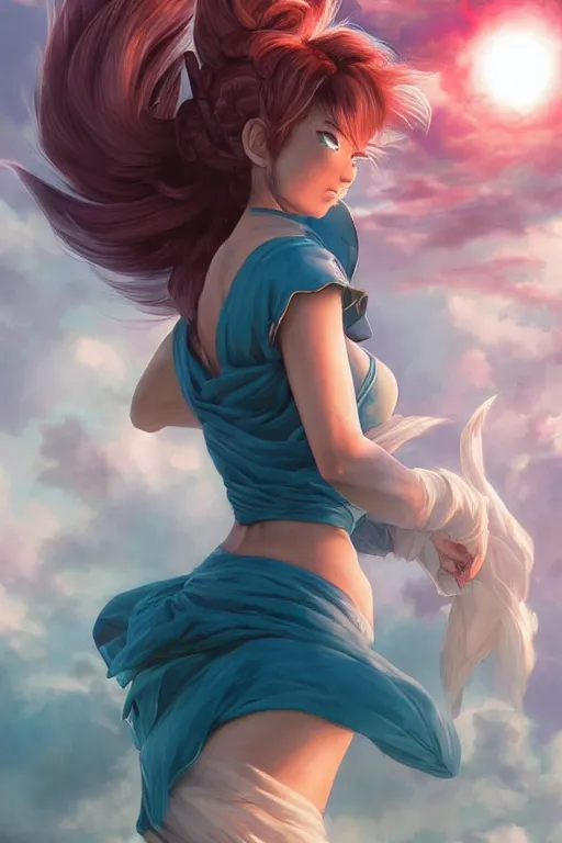 Seductive Looking Bulma Dragon Ball Windy Hair Stable Diffusion Openart