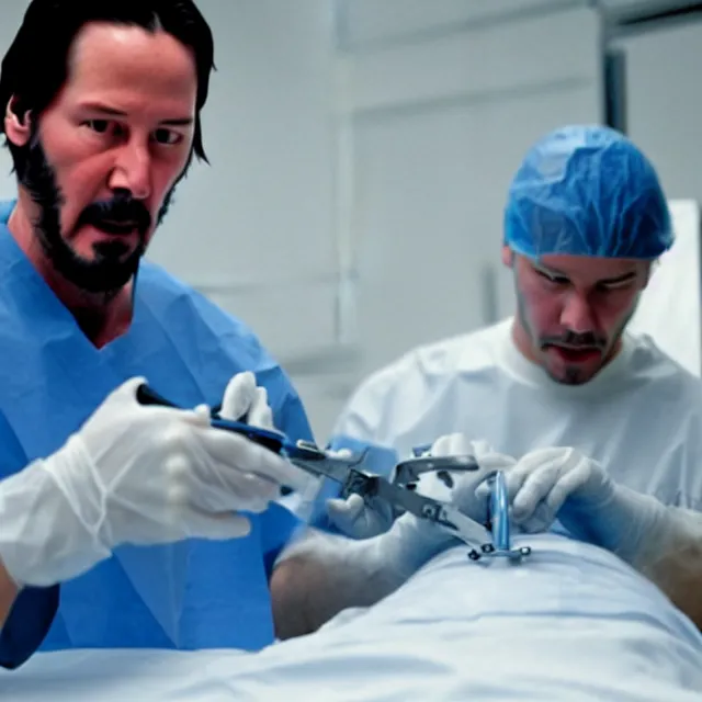 Image similar to keanu reeves preforming surgery