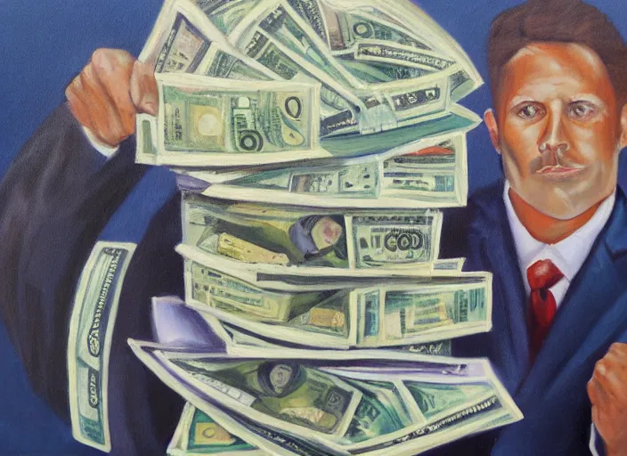 Image similar to business money oil painting