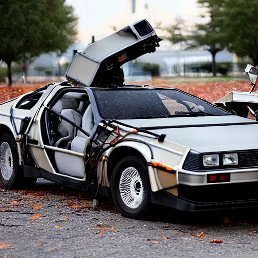 Image similar to crashed delorean