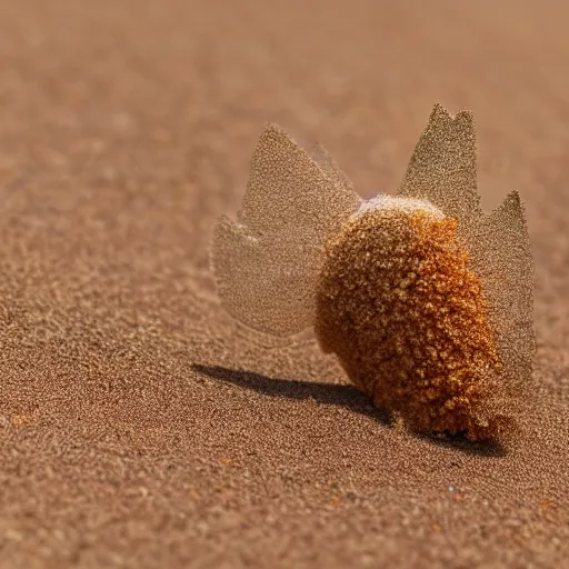 Prompt: miniature desert fish with a sandstorm in the background