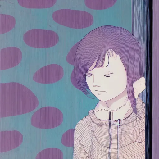 Prompt: a girl looking out of a window by inio asano, beeple and james jean, aya takano color style, 4 k, super detailed, modern, 4 k, symmetrical