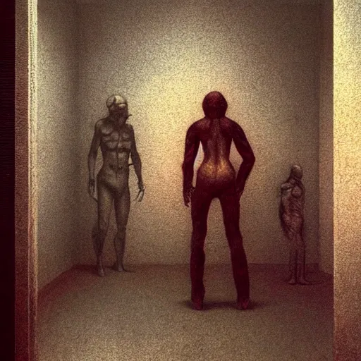 Image similar to depressed fbi agent in a run down motel room, beksinski, wayne barlowe, very coherent symmetrical artwork, cinematic, hyper realism, high detail, octane render, 8 k