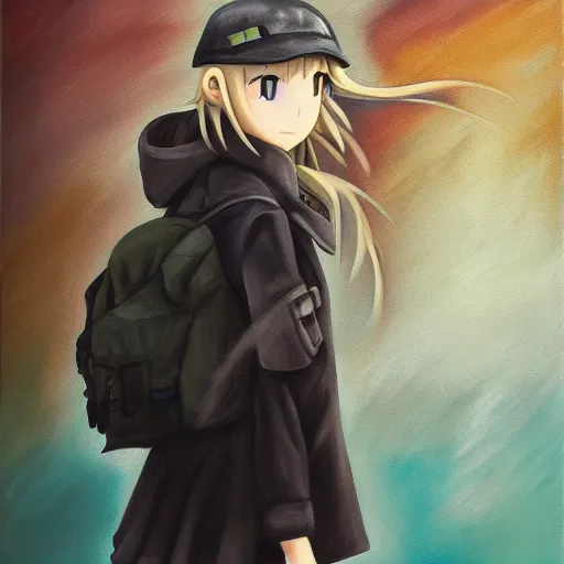 Image similar to Chiito, Girls' last tour, oil painting