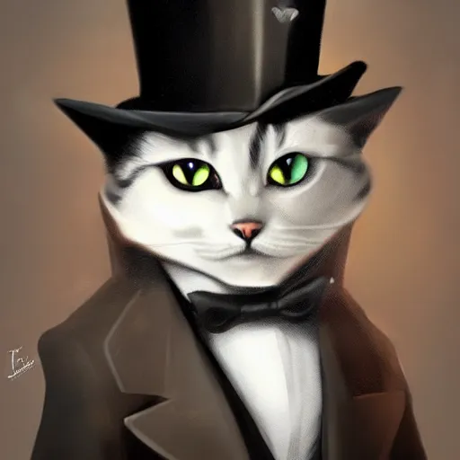 Image similar to A cat with wearing a top hat, stunning visuals, ultra detailed, dynamic lighting, trending on art station, concept art,