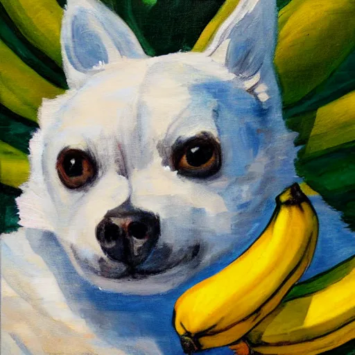 Prompt: banana sunbathing, painting