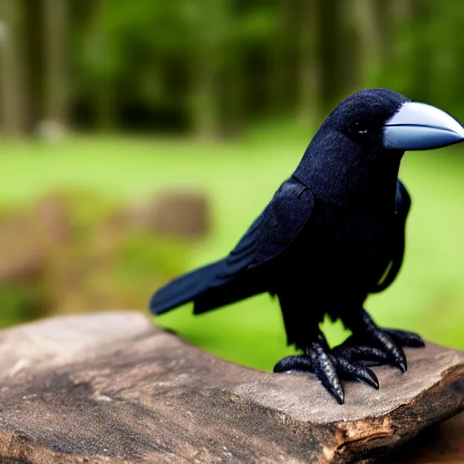 Image similar to a cute toy raven bird, product shot