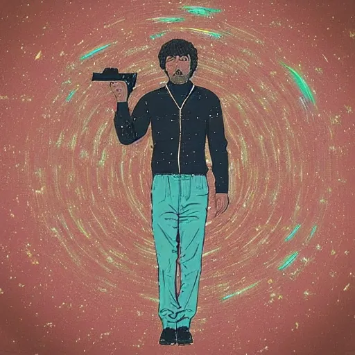 Image similar to “ dissociated man with a gun his head astral projecting psychically ”