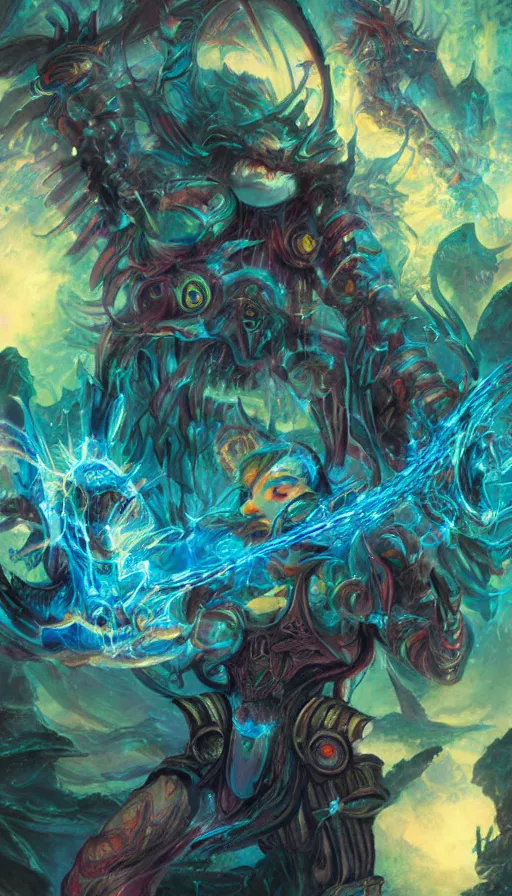 Image similar to psytrance artwork, from magic the gathering