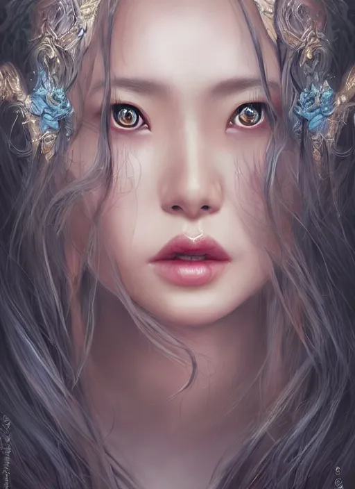 Prompt: a beautiful woman gheisa, 8 k, hyperrealistic, asian hyperdetailed, beautiful face, long hair, dark fantasy, fantasy portrait by laura sava