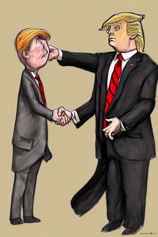 Image similar to harry potter shaking hands with donald trump, highly detailed, digital art, sharp focus, trending on art station