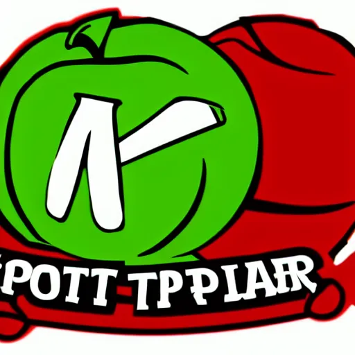 Prompt: sport team style logo for a teacher holding her apple