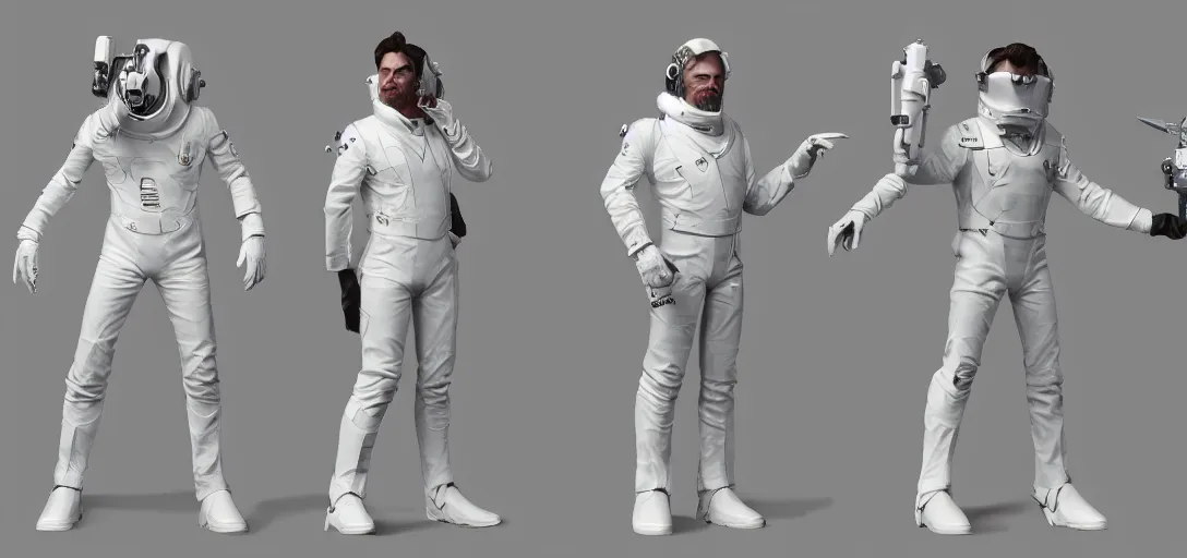 Prompt: character sheet concept art of a galaxy skin wearing a white tuxedo, realistic, hyperrealistic, photographic, costume, wlop, dan mumford, greg rutkowski, high detail, octane render, alexander mcqueen, james gurney, james jean, mucha, photo, 8 k, intricate