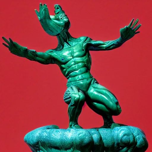 Image similar to alien god statue in orbit around neptune