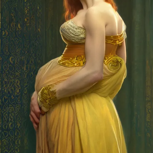 Image similar to kneeling before a proud queen, yellow eyes, medieval art, medium shot, intricate, elegant, highly detailed, digital painting, volumetric light, artstation, concept art, smooth, sharp focus, illustration, art by Gil Elvgren and Greg Rutkowski and Alphonse Mucha, 8K