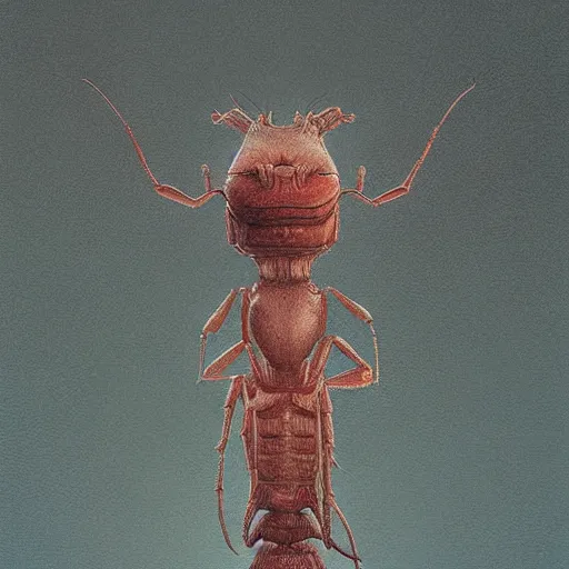 Image similar to A head on painting of an ant queen standing on her hind legs formian pathfinder, digital art, Wayne Barlowe Pierre Pellegrini Greg Rutkowski