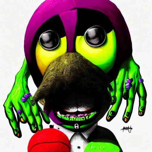 Image similar to a snoop dogg tennis ball monster, snoop dogg, colorful, digital art, fantasy, magic, chalk, trending on artstation, ultra detailed, professional illustration by basil gogos