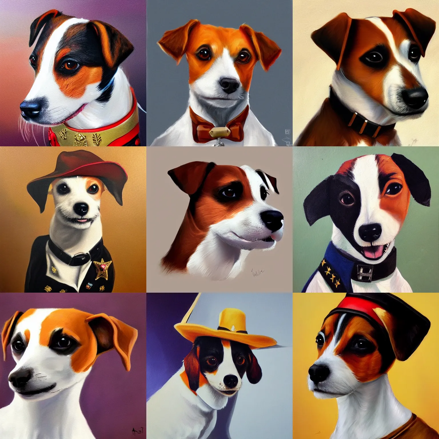 Prompt: a beautiful painting of a jack russell with a sheriff outfit, featured on artstation