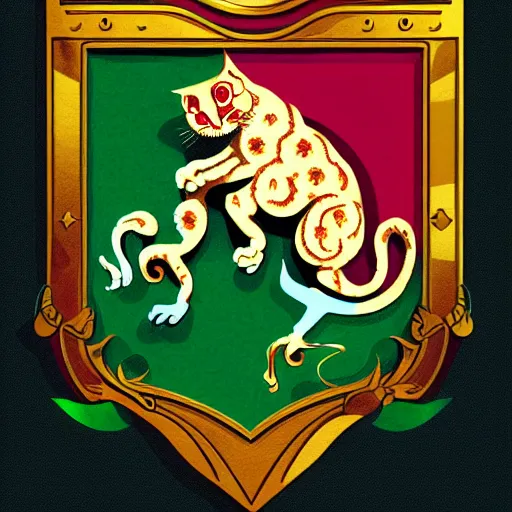 Prompt: devon rex family crest with apple logo, style of kilian eng, light, high fantasy, illustration, tattoo