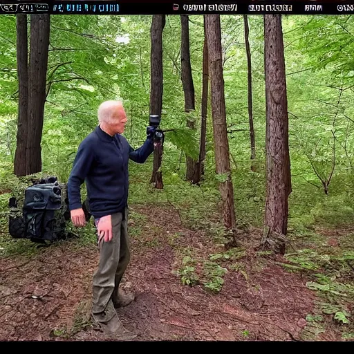 Prompt: joe biden trail cam footage woods