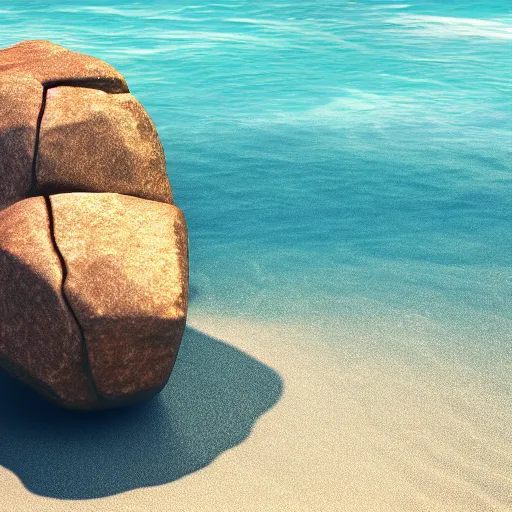 Prompt: a beautiful rock on the beach, octane render nvidia raytracing