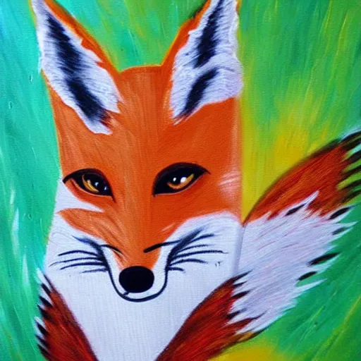 Prompt: 9 tail fox painting