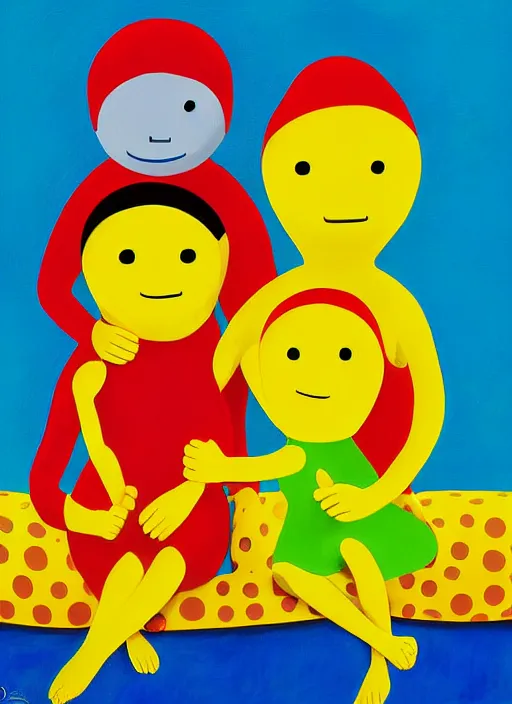 Prompt: splash painting, happy family, by os gemeos