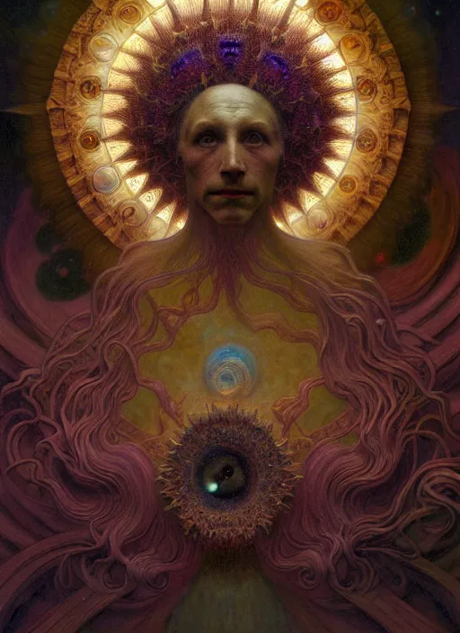 Prompt: antediluvian occult cosmology, panspermia, by robert hooke and ernst haeckel and agostino arrivabene and joaquin sorolla and greg rutkowski and alphonse mucha, rule of thirds, vivid colours, negative space, atmospheric, digital painting, artstation, concept art, smooth, sharp focus