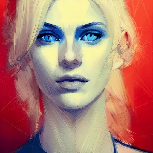 Image similar to Beautiful girl with a blond hair and blue eyes profile picture by Greg Rutkowski, asymmetrical, Organic Painting , Matte Painting, geometric shapes, hard edges, street art, trending on the artstation, realistic:2 by Sachin Teng:4, blur: -4