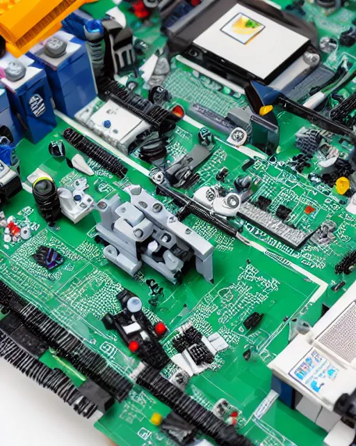 Image similar to lego set of a modern computer motherboard