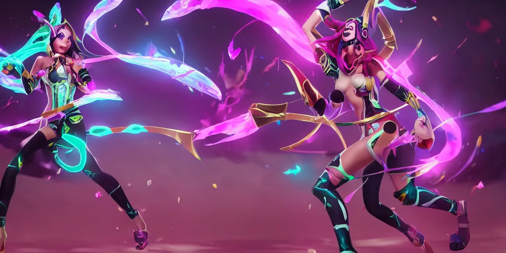 Image similar to skin concept art of pretty Arcade Akali (League of Legends) in KDA music video. 3d render, octane render, game art, realistic, highly detailed, trending on artstation, 4k, trending on artstation, pixar, cgsociety, unreal engine 5, redshift render, trending on artstation, blender, behance, cg