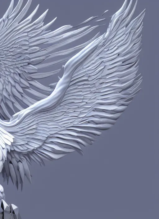 Prompt: white phoenix ultra detail 3d render on salt mountain simple background simple background graphic design fai khadra gaika style