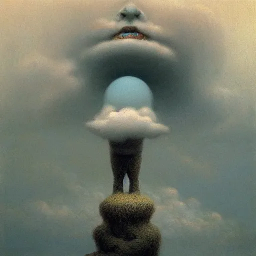 Image similar to cute cloud person by Zdzslaw Beksinski