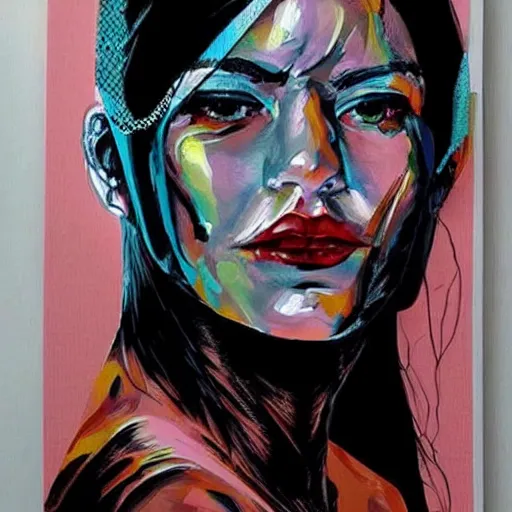 Prompt: woman portrait made out of paint, beautiful, cyborg, comic book art