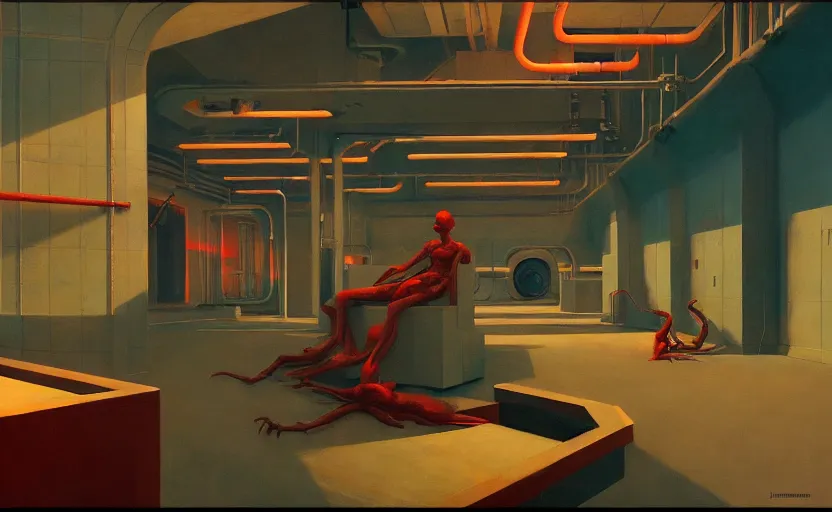 Prompt: Inside a Nuclear Reactor , very coherent, painted by Edward Hopper, Wayne Barlowe, painted by James Gilleard, airbrush, art by JamesJean