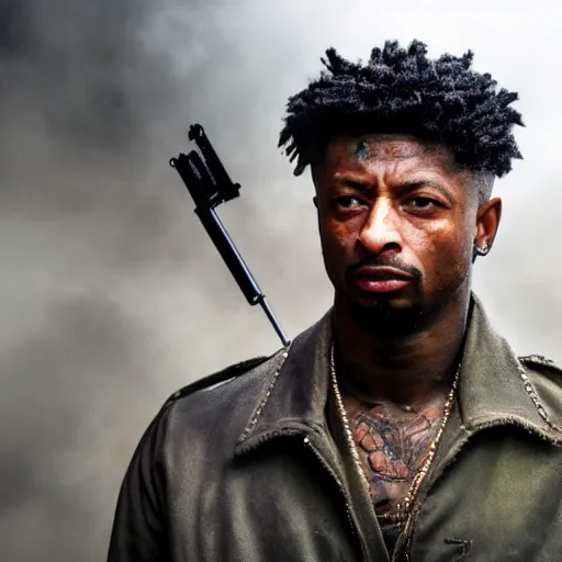 Image similar to first shot of 2 1 savage in rambo remake, directed by christopher nolan, ( eos 5 ds r, iso 1 0 0, f / 8, 1 / 1 2 5, 8 4 mm, postprocessed, crisp face, facial features )