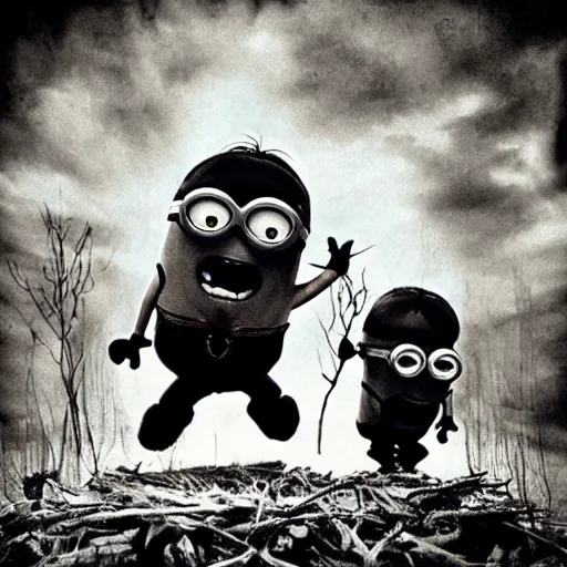 Image similar to darkthrone album cover with minions