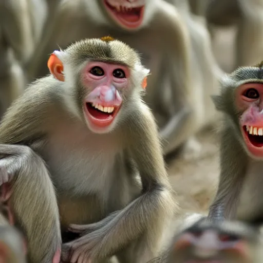 Prompt: an army of laughing monkeys