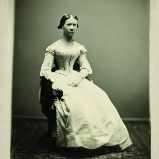 Image similar to clear photography of a beautiful princess sitting down, circa 1 8 6 3