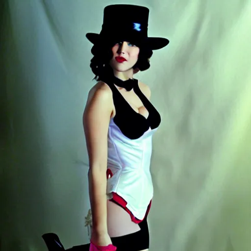 Prompt: mary elizabeth winstead cosplay as zatanna zatara,