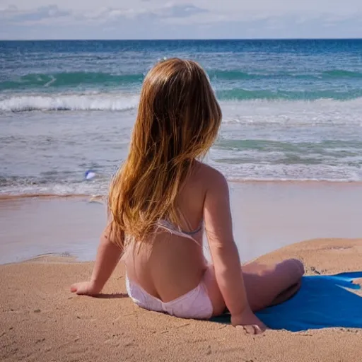 Image similar to portrait of a girl sitting on beach