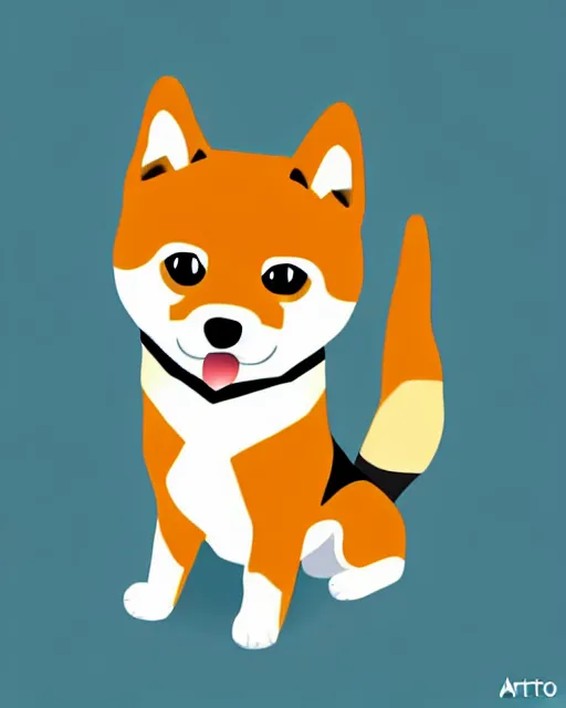 Image similar to vector illustration of a chibi shiba inu dog, digital painting, by artgem