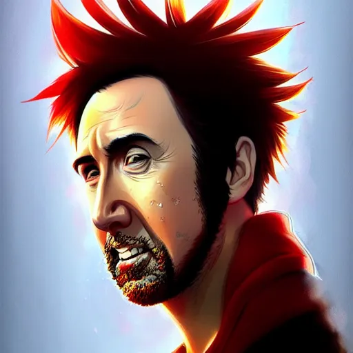 Image similar to nicolas cage, portrait luffy studio ghibli studio key hideaki anno sakimichan stanley artgerm lau rossdraws james jean marc simonetti elegant highly detailed digital painting artstation pixiv