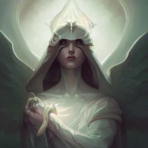 Image similar to a beautiful angel of shadows from angelarium by pete mohrbacher and artgerm and wlop, digital art, highly detailed, intricate, fantasy, mystical, ethereal, Trending on Artstation HQ, deviantart, unreal engine, 4K UHD image