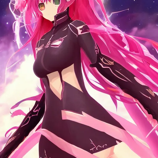 Image similar to beautiful full body image of a zerg overlord merged together with archer tohsaka illya chloe caster into one eternal being defining the universe, high details, high resolution