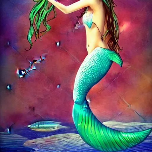 Prompt: beautiful mermaid full body portrait