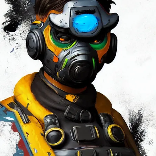 Image similar to caustic from apex legends, digital art, character design, masterpiece