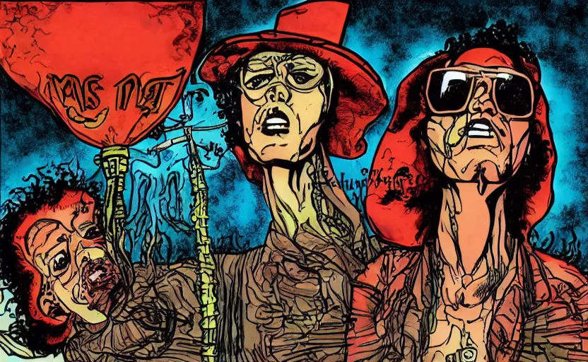 Image similar to the mars volta album cover deloused in the comatorium in a comic style.