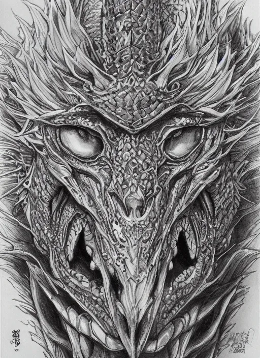 Prompt: highly detailed picture of great dragon, sketch, manga, edge of the universe, perfectly face, highly detailed, masterpiece, trending on artstation, golden ratio, cinematic romantic magical, perfect intricate highly detailed painting by akira, masashi kishimoto,, digital art